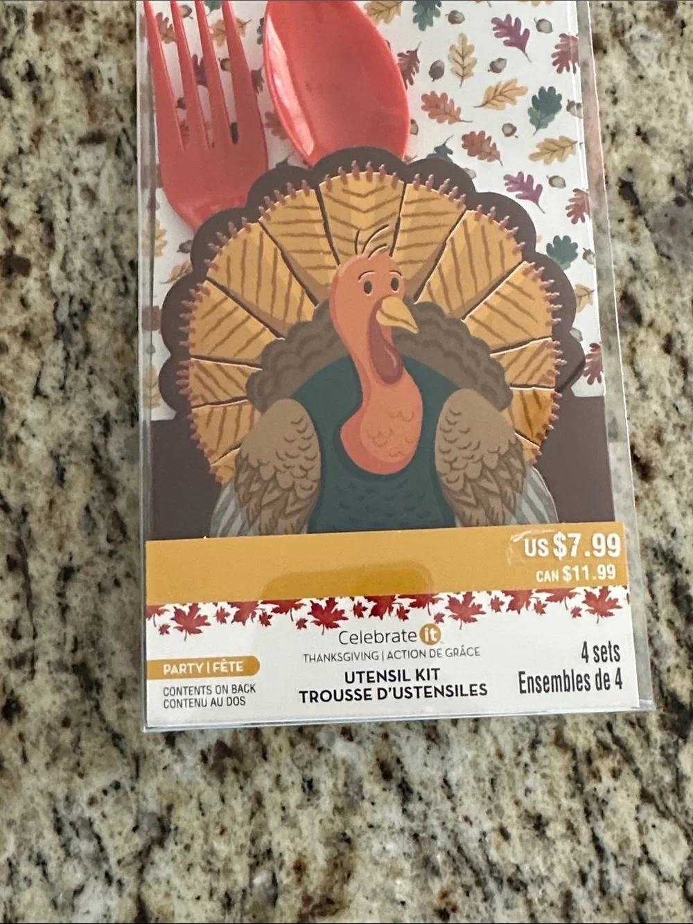 Celebrate It Thanksgiving Turkey Disposable Utensil Sets with Red Forks